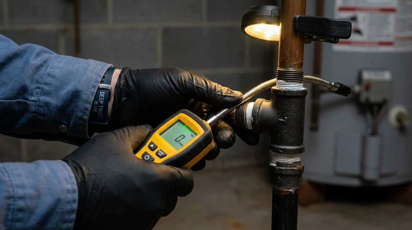 Gas leak detection with electronic sniffer by Johns Plumbing LLC in Monterey